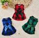 Christmas Pet Clothing Cheap Dresses Milk Silk Printed Dogs Cats Plaid Dresses