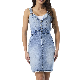  Custom Blue Washed Waistband Cargo Overalls Jumpsuit Women Denim Skirts