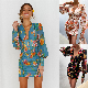  2021 New Autumn Print Slim-Fit Bag Hip Chiffon Long-Sleeved Dress