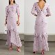  Manufacturer China Customized Competitive Price New Fashion Ladies Elegant Clothes Ruffle Metallic Silk-Gauze MIDI Women Evening Dress