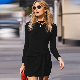  Dear-Lover Fashion Black Sheath Knotted High Waist Long Sleeve Vintage Cocktail Sexy Chinese Mini Bodycon Ladies Dress