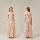  Custom Solid Color Flax Waistband Creased Slit Daily Top Dress for Women