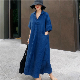  Loose Plus-Size Shirt Dress for Students, Cotton and Linen Baby Doll Skirt, Fashionable Slimming Long Over-The-Knee Bottoming Skirt