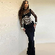  Sexy Long Sleeve Gauze See-Through Bead Long Bandage Evening Dress