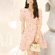  OEM Small Fragrance Dress Female Fan Woven Wool Pink Short Skirt