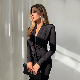 Wholesale Cap Sleeve Tie Waist Lit V-Neck Bodycon Business MIDI Dresses