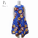  African Summer Doll Collar A-Line Blue Mother and Kids Dress