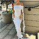  SJ-DL1003 Wholesale solid color off shoulder pleated slim fitting dresses