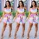  L286433 Summer Nightclub Printed Crop Vest and Mini Skirts
