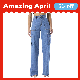  Custom High Waist Cargo Pocket Boyfriend Straight Mom Denim Jeans for Women