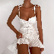 Ladies French White 100% Cotton Dresses Summer Spaghetti Strap Sexy Mini Dress for Women
