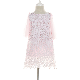  New Spring/Summer Pink Flower Floral Lace Formal Party Frock for Cute Girl with Pearl