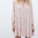 2023 Women Cotton Casual Dress V Neck and MID- Long Sleeves