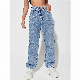  High Waist Women Denim Jeans Asymmetry Waistband Jeans Women Light Blue Jeans for Women