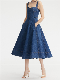  New Fashionable Women Halter Strap Large Hem Dress Denim Party Women′s Dresses