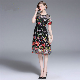 Fashion Dress Black Floral Gauze Dress Evening Dress