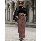  Jeans Women Fashion Women Vintage Slit Back Skirts Denim Long Skirts Casual High Waist Washed Denim A-Line Maxi Skirts for Ladies Denim Jeans Women