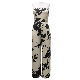  Heavy Satin Women Clothes Ladies Girl Printed Sleeveless Long Jumpsuit with Zipper