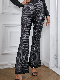  Women′s High-Waisted Wide-Leg Bell Bottom Long Sequin Pants
