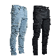  Wholesale Multi Pockets Trousers Men Jean Regular Fit Light Wash Fit Faded Black Straight Leg Custom Logo Men′s Stacked Pant Cargo Designer Denim Jeans