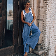 Custom Women Loose Jeans Pants Side Pocket Ladies Overalls Denim Trousers manufacturer