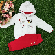  Autumn/Winter Children′s Zip Cardigan with Hood Long Sleeve + Trousers Baby Girl′s Hooded Warm Jacket
