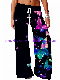  Wholesale 2022 New Women′s Clothing Butterfly Pattern Printed Casual Pants Wide Leg Sports Yoga Trousers