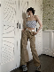Khaki High Waist Long Loose Wide Chic Trendy Lady Pants Trousers