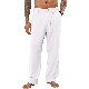  Custom Cotton and Linen Blend Silky White Pants for Men