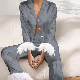  Hot Ice Silk Pajamas Fashion Ostrich Fur Shirt Trousers Loose Two-Piece Feather