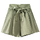  No Minimal Elastic Waist Paper Bag Tailored Shorts Women