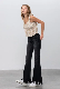  Women Low Waist Bell Bottom Fringe Hem Fashion Denim Black Jeans