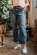  Comfort Stretch Puncture Design Straight Leg Low Waist Relaxed Fit Jeans