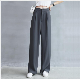  Wide Leg Pants Plus Size Women′s Pants High Waist Casual Pants Straight Loose Ice Silk Suit Pants Cotton Trousers