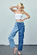 Women Low Waist Special Waist Fabric Stitching Fashion Ladies Denim Jeans manufacturer