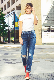 Women Low Waist Puncture Design High Quality Fashion Blue Denim Jeans manufacturer