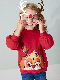  2023 Children Christmas Clothing Red Color Reindeer Sequins Embroidery Pullover Sweatshirt