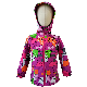 Printed Girl Jacket with Zippered Hoodie, and Waterproof, Windproof, Breathable