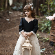  Summer Princess Dress for Girls Birthday Wedding Gown Kids Girl Party Dress Bow Embroidered Trailing Bridesmaid Dresses