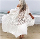  SJ-ZL1051 2022 Crochet White Knitted Beach Cover up dress Tunic Long Pareos Girl Bikinis Cover ups Lace See through Robe Plage Beachwear