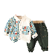  Spring and Autumn Baby Boys Korean Two-Piece Sets Fashion Bear Stripe Jacket