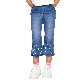  Custom Cute Girl Blue Washed Denim Logo Printed Design Flare Casual Children Jeans