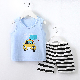  Baby Clothes Wholesale Summer Children Apparel 100% Pure Cotton Boy Girl Loungewear Sleeveless Shirt Shorts 2PCS Breathable Cartoon Kids Pajamas