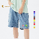  New Design Cotton Spandex Unisex Children Kids Denim Shorts Custom Logo Embroidered Elastic Waist Jeans Shorts for Kids