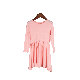  Long Sleeve Pleated Pure Color Dress for Girls Daily Wearing Clothes