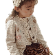 Spring Autumn Embroidered Round Neck Girl Kid Knit Sweater Cardigan