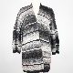  Gradient Colour Stripe Ladies Knitted Long Cardigan Women Knitting 3/4 Sleeve Sweater