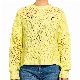 Round Neck Diamond Hollow Long Sleeve Knitted Pullover Yellow Sweaters for Women