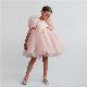  Elegant Girls Flower Puff Sleeve Dresses for Weddings Kids Formal Birthday Party Fairy Princess Cloth Children Tulle Vestidos