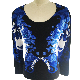 Beaded Women′s Pullover Flower Print Round Neck Long Sleeve Jumper